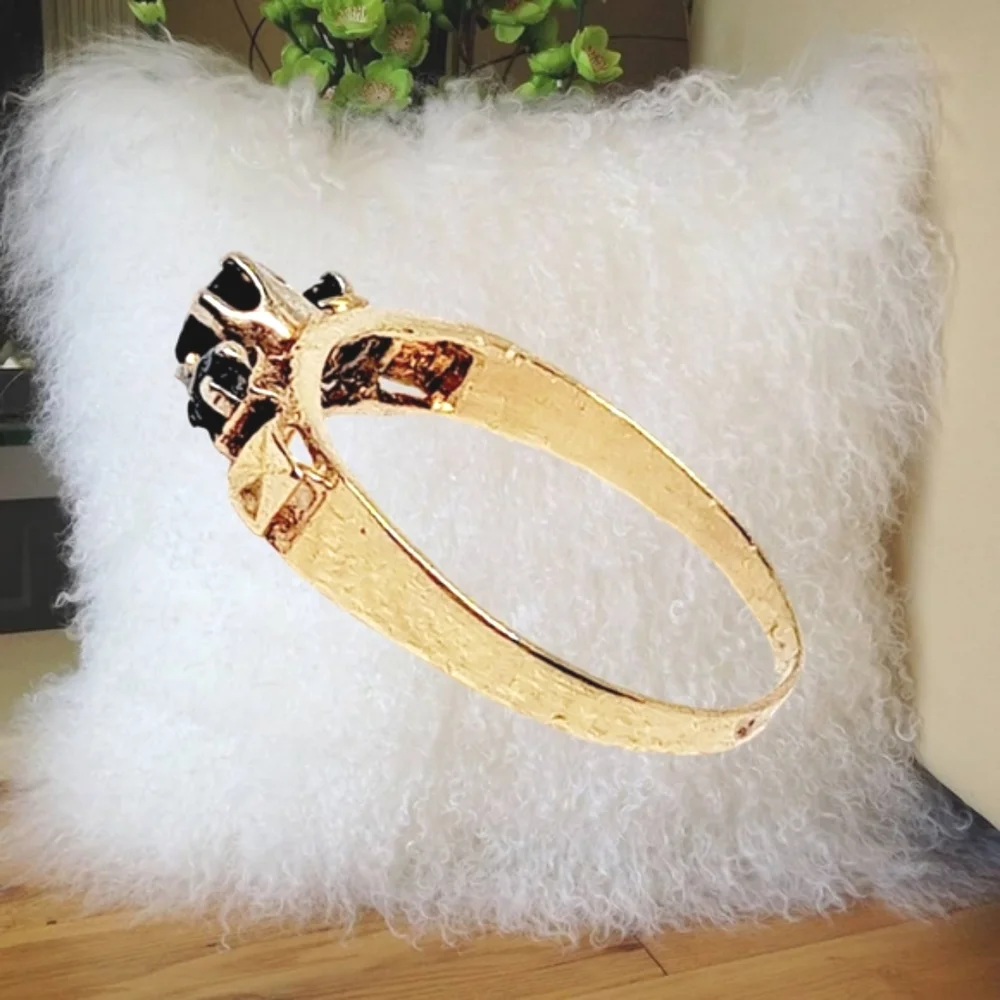 Solid 14K Gold Ring with 3 Genuine Sapphire Stones